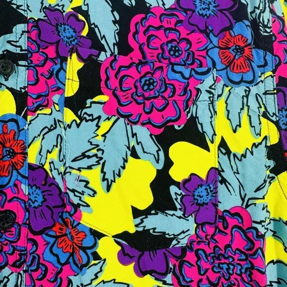 Empyre Mens Floral Multicolored Short Sleeve Collared Button Down Shirt Size L - Picture 8 of 11